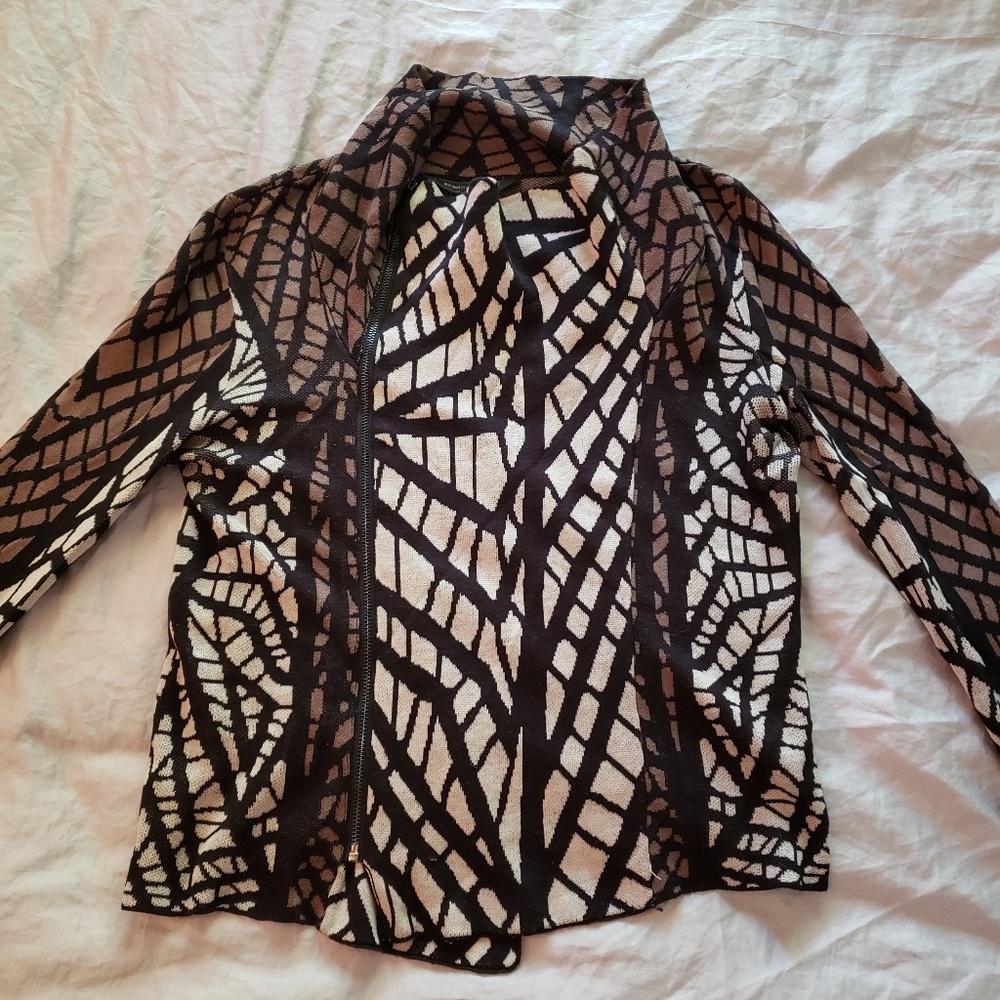 BCBG multicolored print zip up